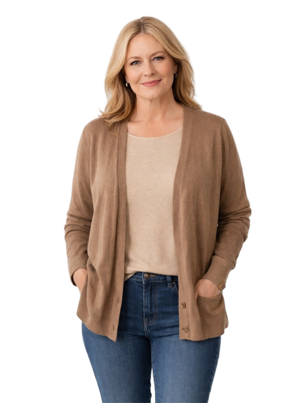 Merona Women’s Open-Front Tan Brown Cardigan